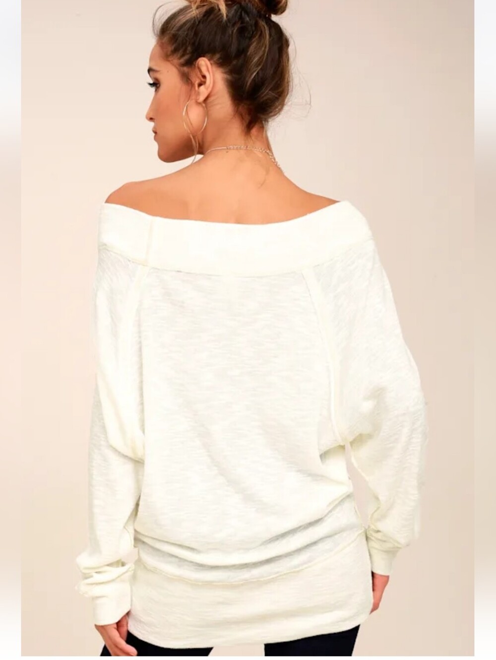 We The Free by Free People Palisades Thermal Off-the-Shoulder Pullover Size L - Picture 2 of 7